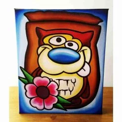 Jesse JFR "Gritty Kitty" Ren & Stimpy Inspired Art Gallery Wrapped Canvas Print 8x10 By JesseJFR Exclusives