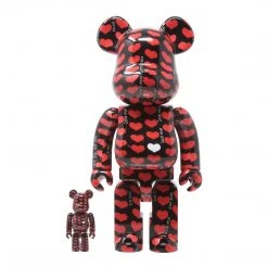 Medicom Toys Black Heart BearBrick 400% + 100% Combo By Medicom