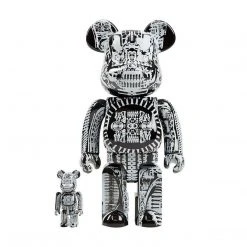 HR Giger Black Chrome 400% + 100% Combo Bearbrick By Medicom