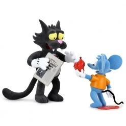 Itchy And Scratchy Flocked Version Medium Figure Set By The Simpsons X Kidrobot - IamRetro Exclusive