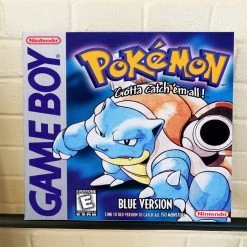 Pokemon Blue Nintendo Cover Art Gallery Wrapped Canvas 12x12