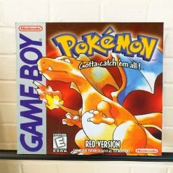 IamRetro.com Wall Art Pokemon Red Nintendo Gameboy Cover Gallery Wrapped Canvas Print