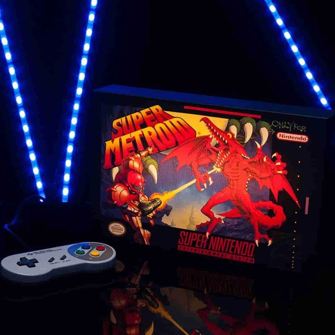 Nintendo SNES Super Metroid Luminart Wall Light Box Art 1 Nintendo SNES Super Metroid Luminart Wall Light Box Art